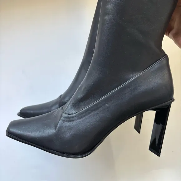 Jeffrey Campbell Black Knee-High Boots Heel square Toe Sz 9