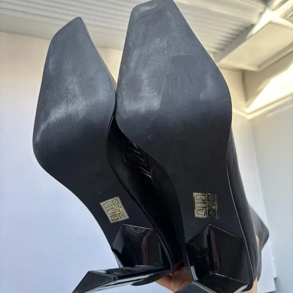 Jeffrey Campbell Black Knee-High Boots Heel square Toe Sz 9