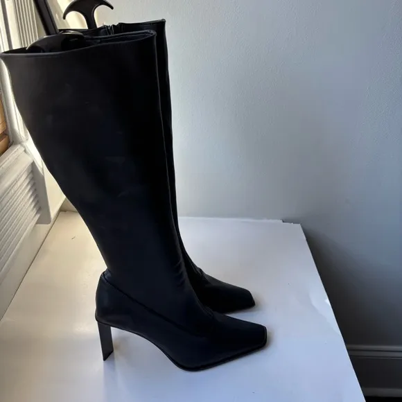 Jeffrey Campbell Black Knee-High Boots Heel square Toe Sz 9