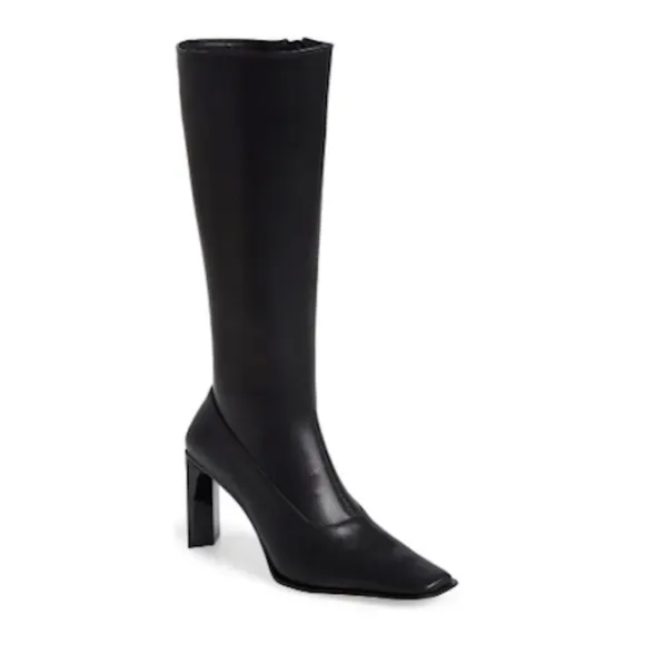 Jeffrey Campbell Black Knee-High Boots Heel square Toe Sz 9