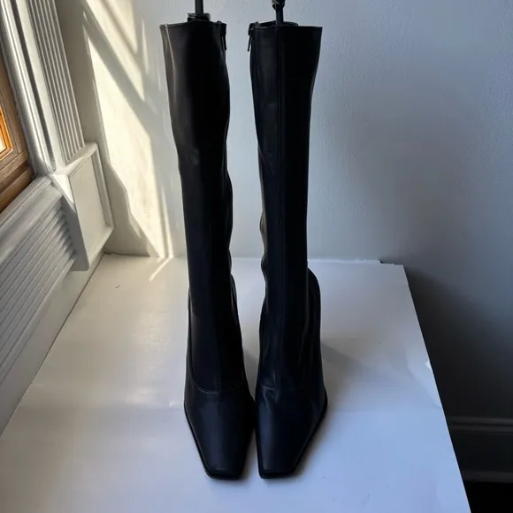 Jeffrey Campbell Black Knee-High Boots Heel square Toe Sz 9
