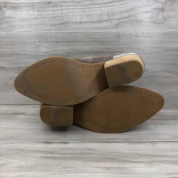 Jeffrey Campbell Booties Womens 7.5 Cromwell Taupe Suede Slip On Ankle Boots