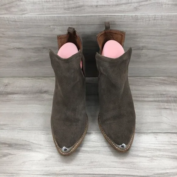 Jeffrey Campbell Booties Womens 7.5 Cromwell Taupe Suede Slip On Ankle Boots