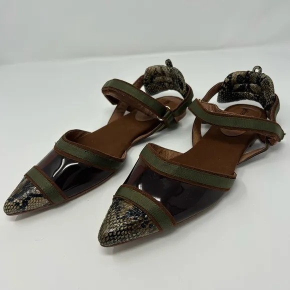 Jeffrey Campbell Enrich Python Pointed Toe Flats Size 9.5