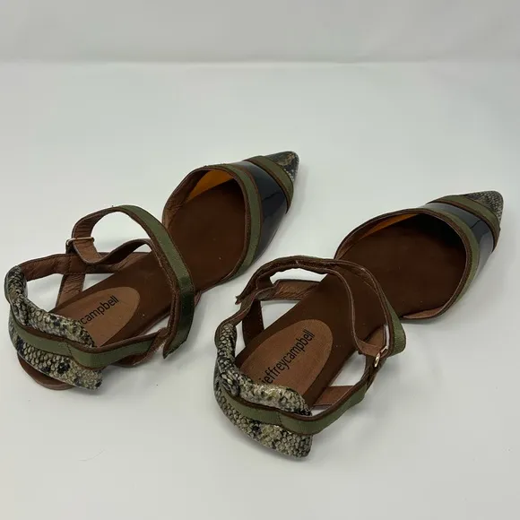 Jeffrey Campbell Enrich Python Pointed Toe Flats Size 9.5