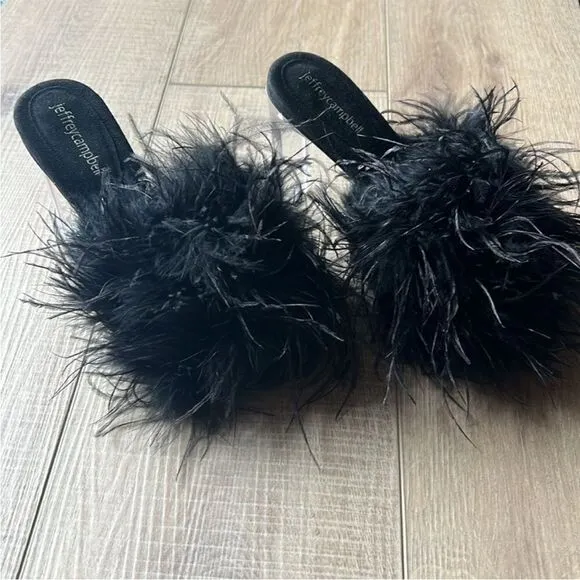 Jeffrey Campbell Free People Daisy Black Heel Feathers US 8