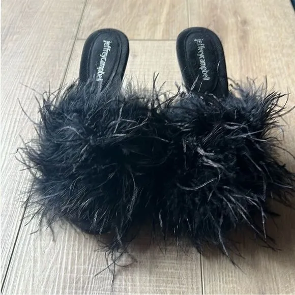 Jeffrey Campbell Free People Daisy Black Heel Feathers US 8