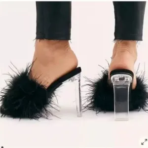 Jeffrey Campbell Free People Daisy Black Heel Feathers US 8