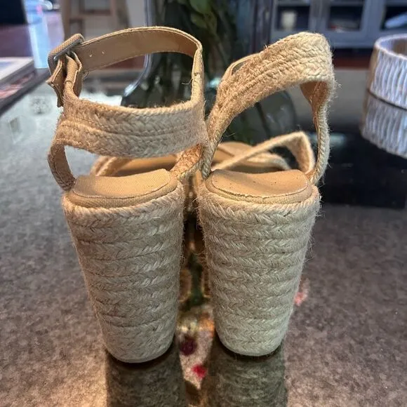 Jeffrey Campbell Soffia Raffia Jute Wedge Sandals NEW