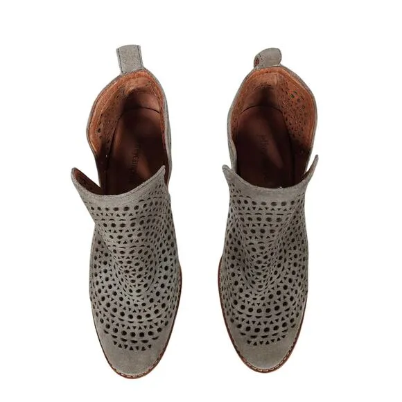 Jeffrey Campbell Womens Heeled Booties 7.5 Tan Suede Cut Out Shootie Boho Chic