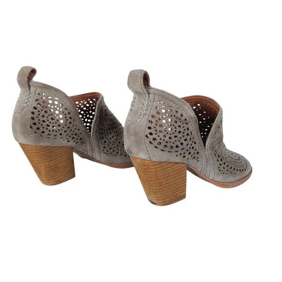 Jeffrey Campbell Womens Heeled Booties 7.5 Tan Suede Cut Out Shootie Boho Chic