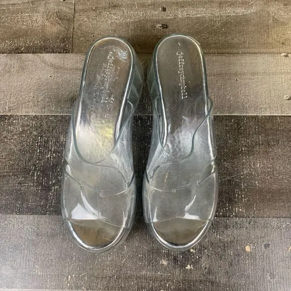 Jeffrey Campbell Women’s Size 10 Platform Jelly Shoes Clear Slip On Open Toe