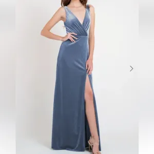 Jenny Yoo Bridesmaid dress Devon blue hi leg slit size 10 formal prom wedding