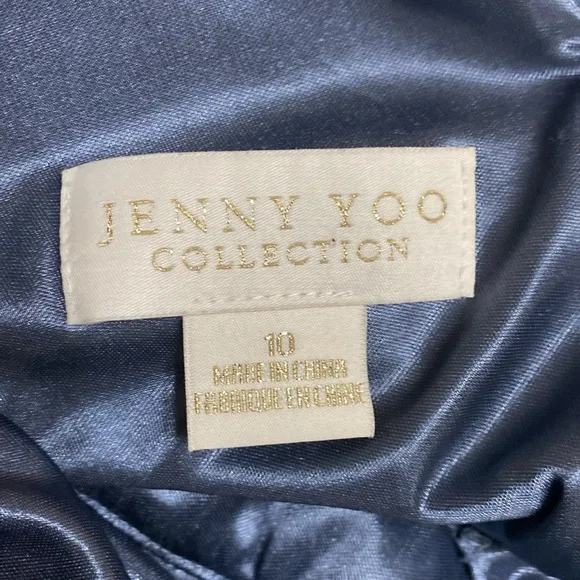 Jenny Yoo Bridesmaid dress Devon blue hi leg slit size 10 formal prom wedding