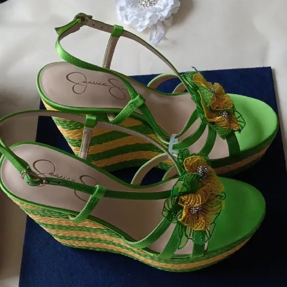 Jessica Simpson Green and Yellow Women's Sandals