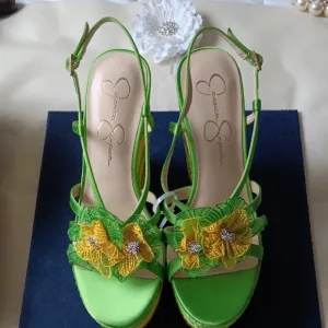 Jessica Simpson Green and Yellow Women's Sandals
