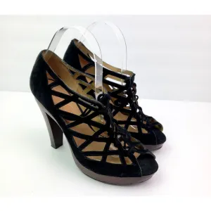 Jessica Simpson Katie Womens Size 8.5 Black Leather 4.75&quot; Heels Party Shoes