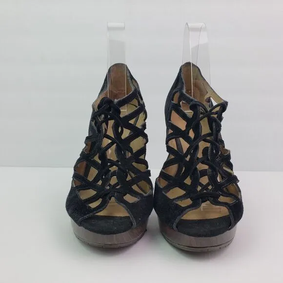 Jessica Simpson Katie Womens Size 8.5 Black Leather 4.75&quot; Heels Party Shoes
