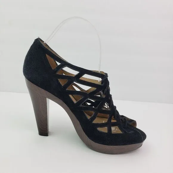 Jessica Simpson Katie Womens Size 8.5 Black Leather 4.75&quot; Heels Party Shoes