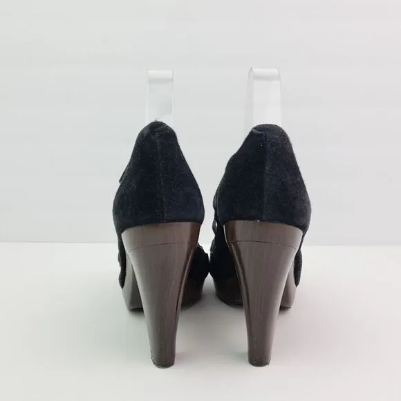 Jessica Simpson Katie Womens Size 8.5 Black Leather 4.75&quot; Heels Party Shoes
