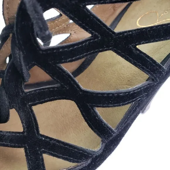 Jessica Simpson Katie Womens Size 8.5 Black Leather 4.75&quot; Heels Party Shoes