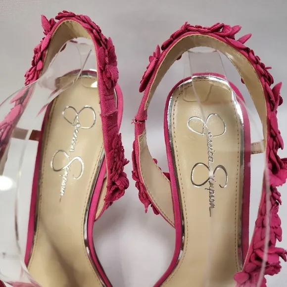 Jessica Simpson Pink Suede Floral Women's Heels