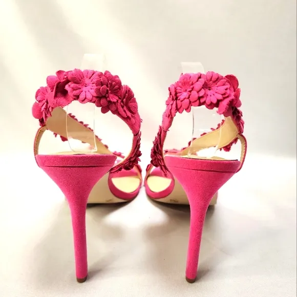 Jessica Simpson Pink Suede Floral Women's Heels
