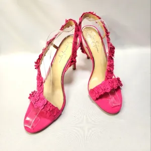 Jessica Simpson Pink Suede Floral Women's Heels