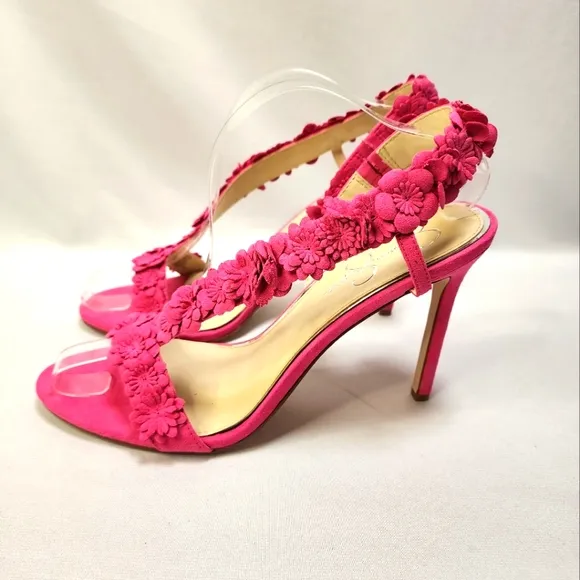 Jessica Simpson Pink Suede Floral Women's Heels