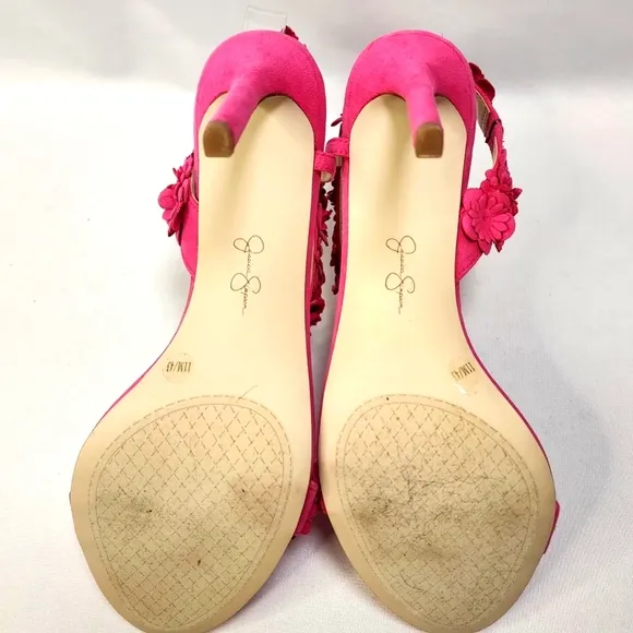 Jessica Simpson Pink Suede Floral Women's Heels