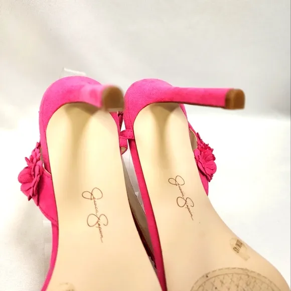 Jessica Simpson Pink Suede Floral Women's Heels