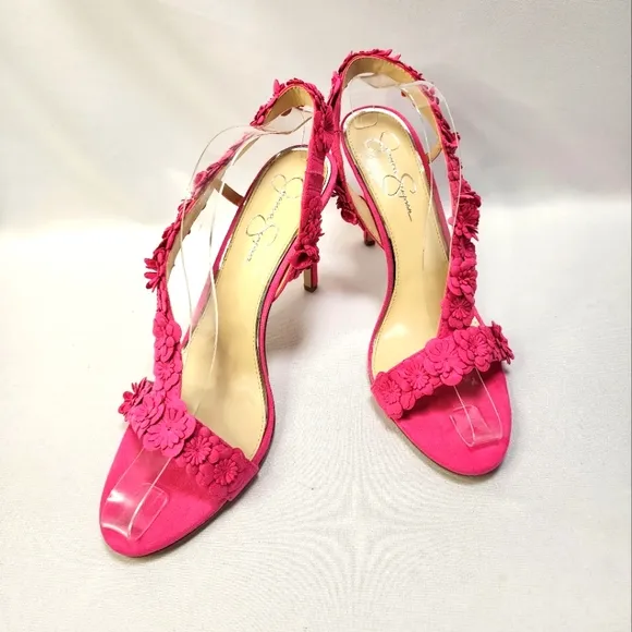 Jessica Simpson Pink Suede Floral Women's Heels