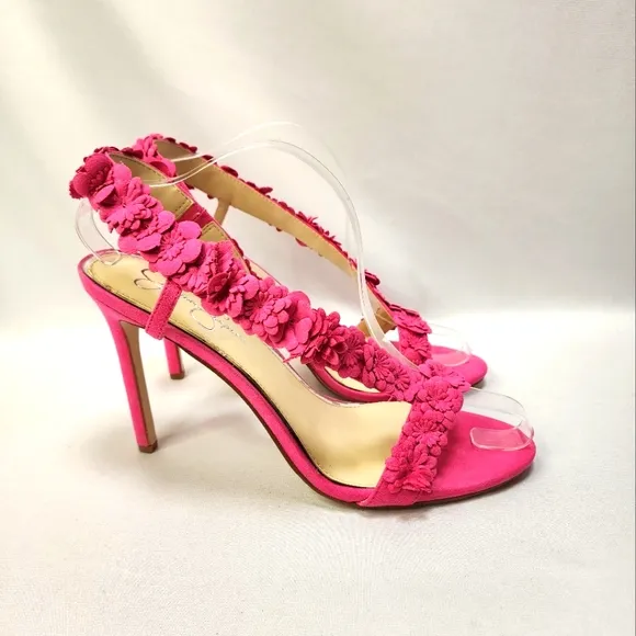 Jessica Simpson Pink Suede Floral Women's Heels