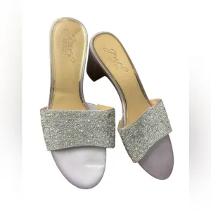Jewel BADGLEY MISCHKA Women's Silver Embellished Heels SIZE 7