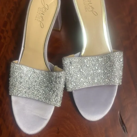 Jewel BADGLEY MISCHKA Women's Silver Embellished Heels SIZE 7