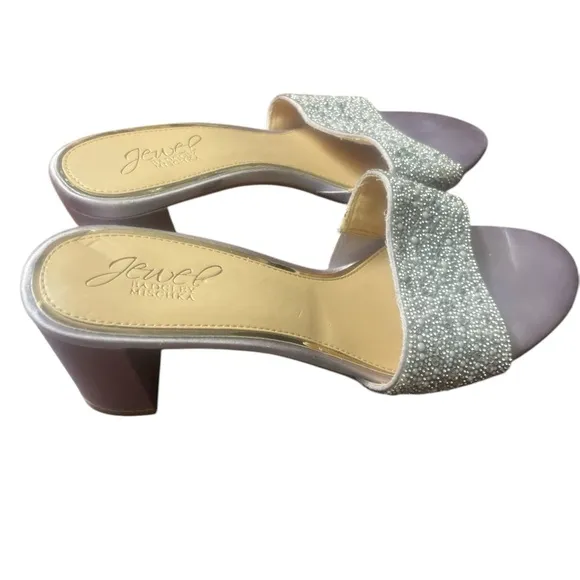 Jewel BADGLEY MISCHKA Women's Silver Embellished Heels SIZE 7