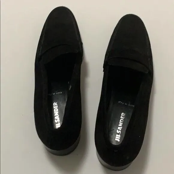 JILL SAUNDERS BLACK SUEDE LOAFERS SIZE SIZ…‎