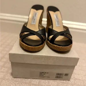 Jimmy Choo Black Wedge Sandals