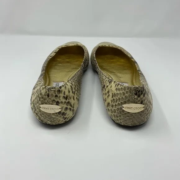 Jimmy Choo Gold Metallic Snake Print Flats