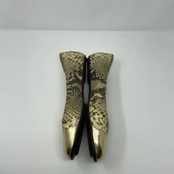 Jimmy Choo Gold Metallic Snake Print Flats