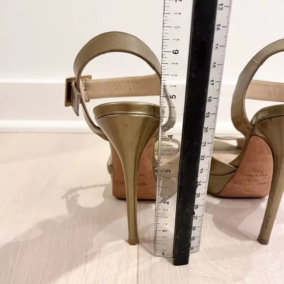 Jimmy Choo Gold Patent Leather Women's Heels in Size 37/7