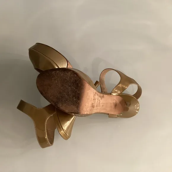 Jimmy Choo Gold Patent Leather Women's Heels in Size 37/7