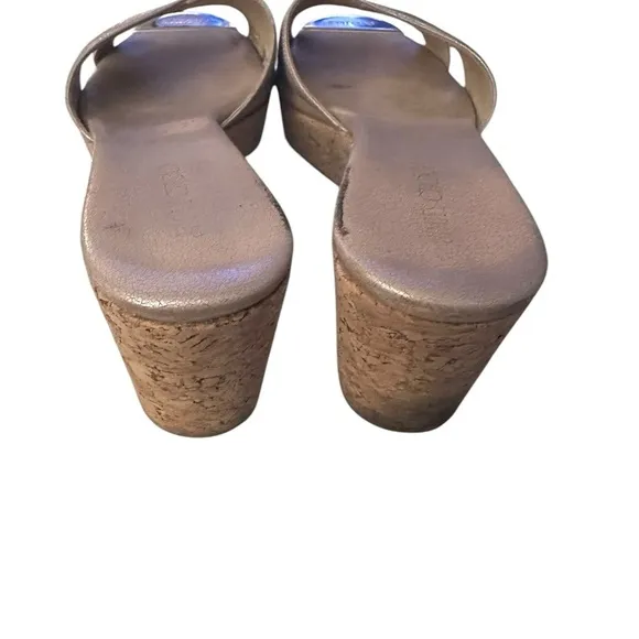 Jimmy Choo gold strap Panna Wedge Sandal size 9. 5