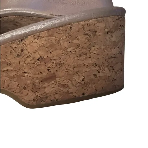 Jimmy Choo gold strap Panna Wedge Sandal size 9. 5