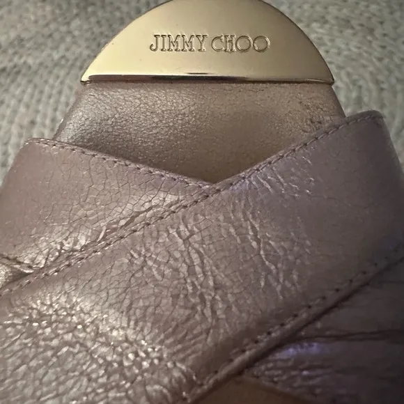 Jimmy Choo gold strap Panna Wedge Sandal size 9. 5