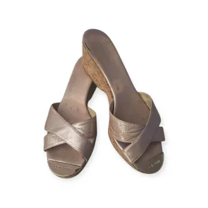 Jimmy Choo gold strap Panna Wedge Sandal size 9. 5
