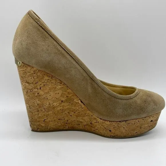 Jimmy Choo Pacita Tan Suede Cork Wedge Heels Shoes Size 36 6