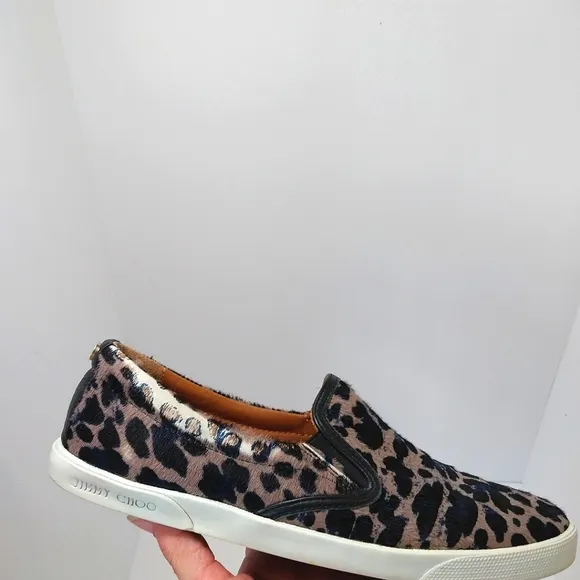 Jimmy Choo Ponyhair Animal Print, Slip On Sneakers,‎ Size 8|EUR 38.5
