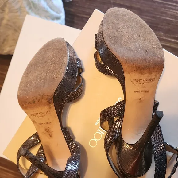 Jimmy Choo Women's Glitter Sandals - silver size 41