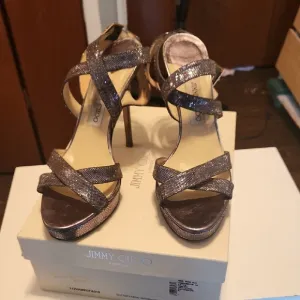 Jimmy Choo Women's Glitter Sandals - silver size 41